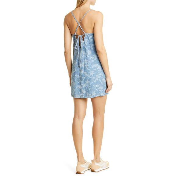 NEW RAG & BONE laser floral denim tie dress in denim - Picture 2 of 2
